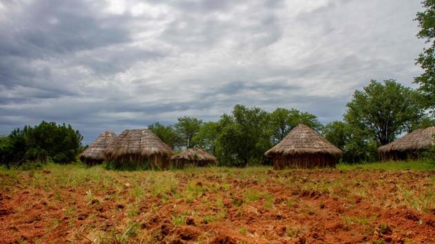 A field is seen next to houses in a village near Lubango. Aid workers have said that some young girls are resorting to sex in a desperate quest for money and food. (Osvaldo Silva / AFP) 