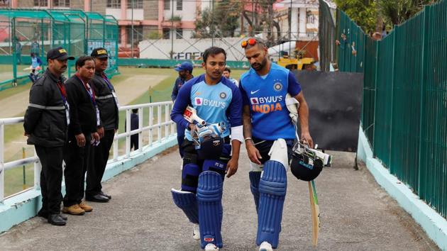 Cricket - India v South Africa - ODI Series - India Nets - Dharamsala, India - March 11, 2020 India's Shikhar Dhawan and Prithvi Shaw after nets session REUTERS/Anushree Fadnavis(REUTERS) Cricket - India v South Africa - ODI Series - India Nets - Dharamsala, India - March 11, 2020 India's Shikhar Dhawan and Prithvi Shaw after nets session REUTERS/Anushree Fadnavis(REUTERS)