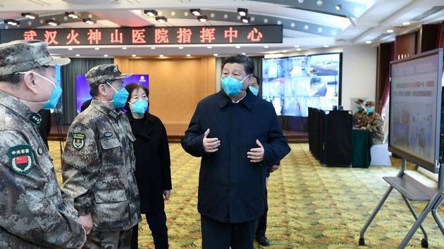 Chinese President Xi Jinping learns about the hospital's operations, treatment of patients, protection for medical workers and scientific research at the Huoshenshan Hospital in Wuhan, the epicentre of the novel coronavirus outbreak, Hubei province, China March 10, 2020. (REUTERS) Chinese President Xi Jinping learns about the hospital's operations, treatment of patients, protection for medical workers and scientific research at the Huoshenshan Hospital in Wuhan, the epicentre of the novel coronavirus outbreak, Hubei province, China March 10, 2020. (REUTERS)