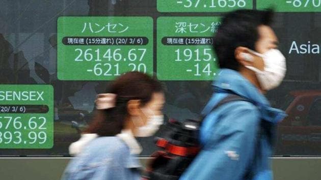 Tokyo’s benchmark Nikkei was down 5.42 percent or 1,051.88 points to 18,364.18, while the broader Topix was down 5.06 percent or 70.15 points to 1,314.97 in the hour after Trump’s address. (AP) Tokyo’s benchmark Nikkei was down 5.42 percent or 1,051.88 points to 18,364.18, while the broader Topix was down 5.06 percent or 70.15 points to 1,314.97 in the hour after Trump’s address. (AP)
