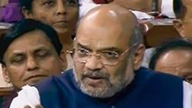 Union home minister Amit Shah replied to the debate on the Delhi riots in Rajya Sabha on Thursday evening.(PTI Photo)