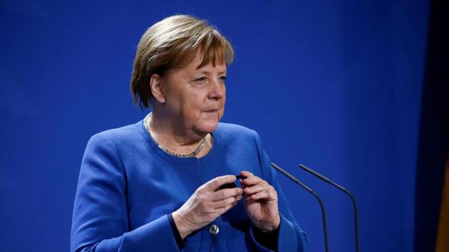 Chancellor Angela Merkel urged Germans to watch their personal hygiene and contacts, recommending they look each other in the eye “for a second longer” rather than shake hands. (REUTERS) Chancellor Angela Merkel urged Germans to watch their personal hygiene and contacts, recommending they look each other in the eye “for a second longer” rather than shake hands. (REUTERS)