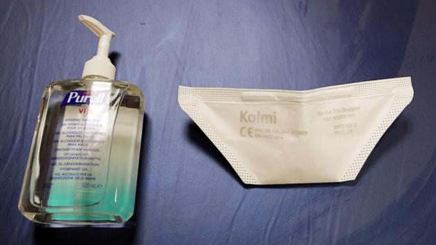 A face mask FFP2 and hydroalcoholic gel are seen in this illustration picture, France, March 5, 2020. REUTERS/Eric Gaillard/Illustration (REUTERS) A face mask FFP2 and hydroalcoholic gel are seen in this illustration picture, France, March 5, 2020. REUTERS/Eric Gaillard/Illustration (REUTERS)