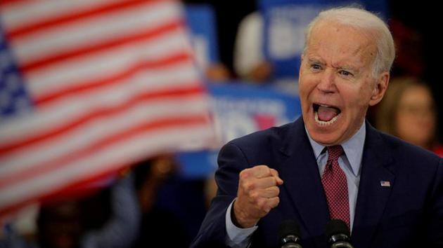 Biden struck a conciliatory tone in his victory speech in Philadelphia. “I want to thank Bernie Sanders and his supporters for their tireless passion,” he said.(Reuters) Biden struck a conciliatory tone in his victory speech in Philadelphia. “I want to thank Bernie Sanders and his supporters for their tireless passion,” he said.(Reuters)