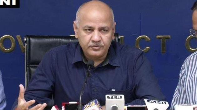 Delhi Deputy Chief Minister Manish Sisodia addressing a press conference on Friday.(ANI Photo)