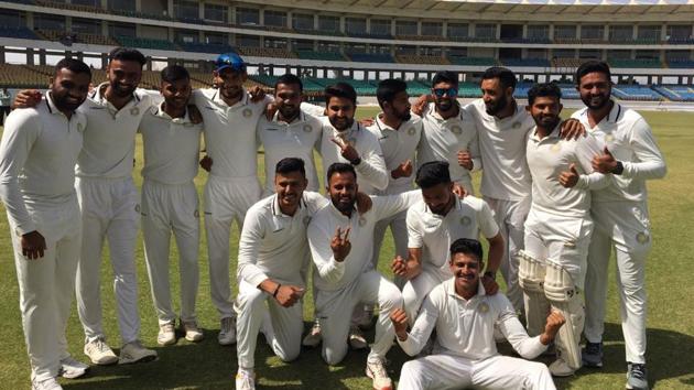 Saurashtra players after winning Ranji Trophy(Twitter)