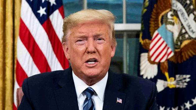 US president Trump, who initially dismissed the risks of coronavirus, on March 12, 2020, abruptly imposed a 30-day ban on most travel from mainland Europe and vowed to confront the “foreign virus”.(REUTERS) US president Trump, who initially dismissed the risks of coronavirus, on March 12, 2020, abruptly imposed a 30-day ban on most travel from mainland Europe and vowed to confront the “foreign virus”.(REUTERS)