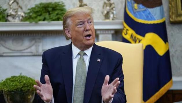 Donald Trump speaks as he meets with Irish Prime Minister Leo Varadkar, not pictured, in the Oval Office of the White House. (AP) Donald Trump speaks as he meets with Irish Prime Minister Leo Varadkar, not pictured, in the Oval Office of the White House. (AP)