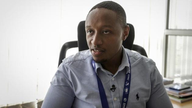 Kenneth Mwangi, a satellite information analyst at the Intergovernmental Authority on Development's Climate Prediction and Applications Center, speaks to The Associated Press in Nairobi. Mwangi said the team can run better prediction models in an outbreak where the spread of locusts “has been very rapid.” (Khalil Senosi / AP) Kenneth Mwangi, a satellite information analyst at the Intergovernmental Authority on Development's Climate Prediction and Applications Center, speaks to The Associated Press in Nairobi. Mwangi said the team can run better prediction models in an outbreak where the spread of locusts “has been very rapid.” (Khalil Senosi / AP)