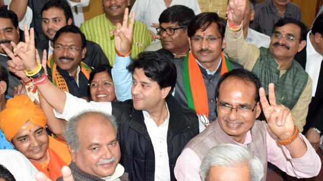 BJP leader Jyotiraditya Scindia filed his nomination papers for Rajya Sabha elections in Bhopal on Friday(ANI Photo) BJP leader Jyotiraditya Scindia filed his nomination papers for Rajya Sabha elections in Bhopal on Friday(ANI Photo)