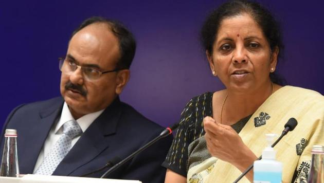 Finance minister Nirmala Sitharaman announced key decisions taken by the GST Council meet in New Delhi (HT Photo/Mohd Zakir) Finance minister Nirmala Sitharaman announced key decisions taken by the GST Council meet in New Delhi (HT Photo/Mohd Zakir)