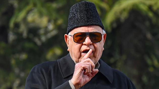 National Conference patron Farooq Abdullah speaks to media after his Public Safety Act (PSA) was revoked by J-K administration.(PTI Photo)