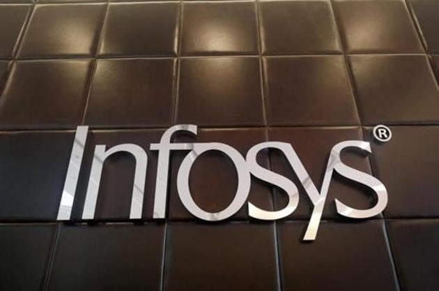 The logo of Infosys is pictured inside the company's headquarters in Bengaluru, India, April 13, 2017.(REUTERS)