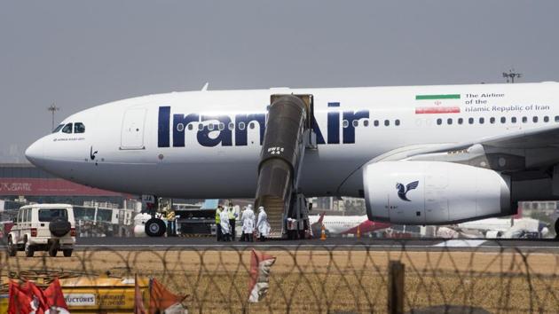 An Iran Air flight that brought back the second batch of Indians from coronavirus-hit Iran. The batch of 44 Indians evacuated on Friday was quarantined at an army camp in Jaisalmer. (Satyabrata Tripathy / HT Photo) An Iran Air flight that brought back the second batch of Indians from coronavirus-hit Iran. The batch of 44 Indians evacuated on Friday was quarantined at an army camp in Jaisalmer. (Satyabrata Tripathy / HT Photo)
