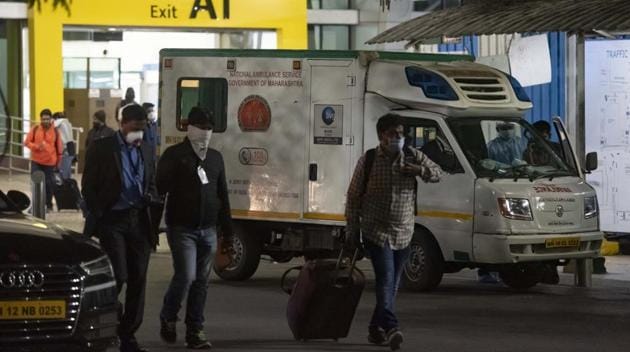 At least 112 passengers were screened at Pune’s Lohegaon airport. (Pratham Gokhale/HT Photo) At least 112 passengers were screened at Pune’s Lohegaon airport. (Pratham Gokhale/HT Photo)