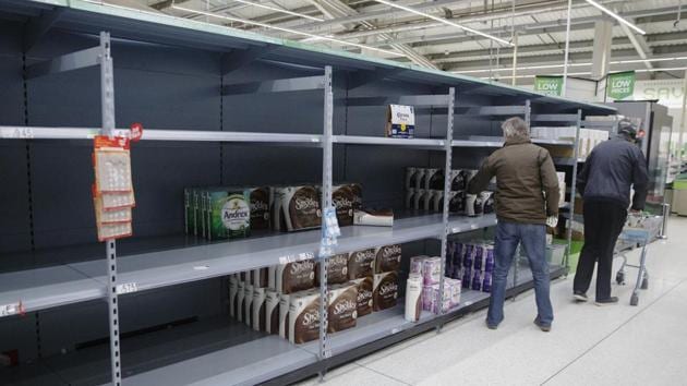 Coronavirus Outbreak Updates: Shoppers load up with toilet rolls, immediately after opening at an Asda supermarket, operated by Walmart Inc. in Portsmouth, U.K. (Bloomberg) Coronavirus Outbreak Updates: Shoppers load up with toilet rolls, immediately after opening at an Asda supermarket, operated by Walmart Inc. in Portsmouth, U.K. (Bloomberg)