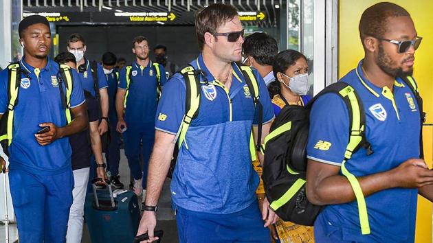 South Africa cricket team players arrive at NSCBI Aiport, in Kolkata.(PTI)