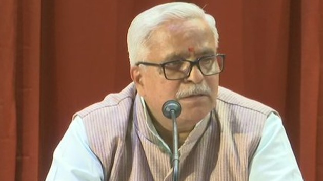 Suresh Bhaiyyaji Joshi, general secretary of the RSS blamed ‘a section of leaders for misleading the masses’ during the nationwide protests against the Citizenship Amendment Act .(ANI/Twitter)