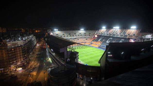 General view of Mestalla stadium during the Champions League round of 16 second leg soccer match between Valencia and Atalanta in Valencia, Spain. The stadium is empty because of the coronavirus outbreak. It has been a week of global cancellations from vacations, to sporting events, to flights after the spread of the coronavirus. (Emilio Morenatti / AP) General view of Mestalla stadium during the Champions League round of 16 second leg soccer match between Valencia and Atalanta in Valencia, Spain. The stadium is empty because of the coronavirus outbreak. It has been a week of global cancellations from vacations, to sporting events, to flights after the spread of the coronavirus. (Emilio Morenatti / AP)