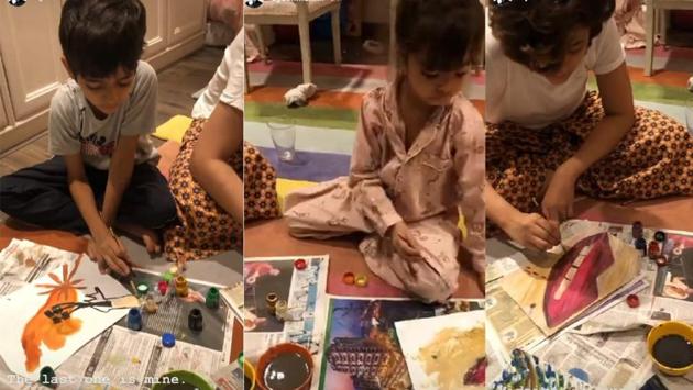 Ayushmann Khurrana’s wife Tahira Kashyap and kids do some late night painting.