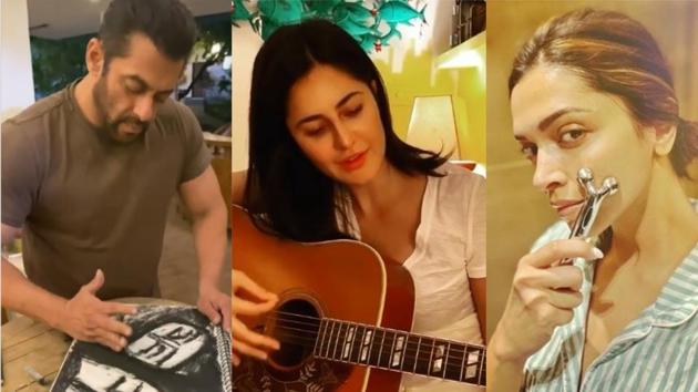 Salman Khan is busy sketching, Katrina Kaif is learning how to play the guitar and Deepika Padukone is focussing on self-care during coronavirus lockdown.