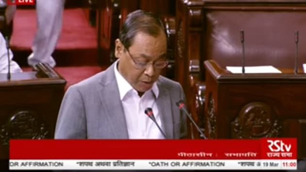 Former CJI Ranjan Gogoi takes oath as Rajya Sabha member, March 19, 2020(ANI / Twitter)