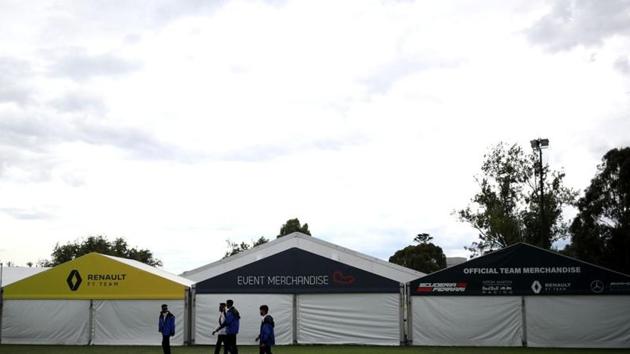 General view of merchandise tents after it was announced the Australian Grand Prix would be cancelled. (REUTERS) General view of merchandise tents after it was announced the Australian Grand Prix would be cancelled. (REUTERS)