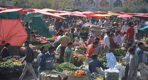 Kisan Mandi closed in Panchkula on Thursday.