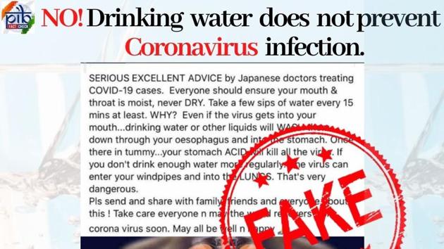 Fake News Buster:Drinking water every 15 minutes will not prevent  coronavirus