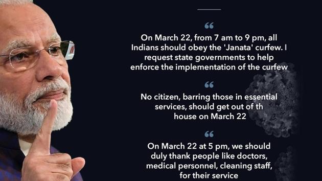 The image details an excerpt from Prime Minister Narendra Modi’s speech on coronavirus. (HT Photo) The image details an excerpt from Prime Minister Narendra Modi’s speech on coronavirus. (HT Photo)