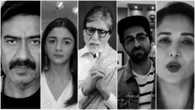 Ajay Devgn, Alia Bhatt, Amitabh Bachchan, Ayushmann Khurrana and Madhuri Dixit are among celebs who are featured in the video about coronavirus precautions. Ajay Devgn, Alia Bhatt, Amitabh Bachchan, Ayushmann Khurrana and Madhuri Dixit are among celebs who are featured in the video about coronavirus precautions.