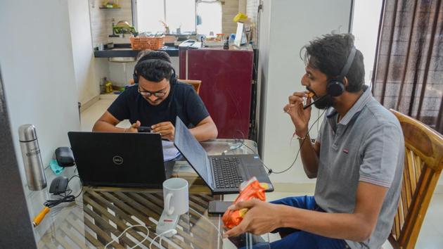Employees working from home. (Milind Saurkar/HT Photo) Employees working from home. (Milind Saurkar/HT Photo)