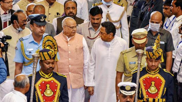 Madhya Pradesh Governor Lalji Tandon with Chief Minister Kamal Nath during the budget session of state assembly, in Bhopal on March 16. (PTI Photo) Madhya Pradesh Governor Lalji Tandon with Chief Minister Kamal Nath during the budget session of state assembly, in Bhopal on March 16. (PTI Photo)