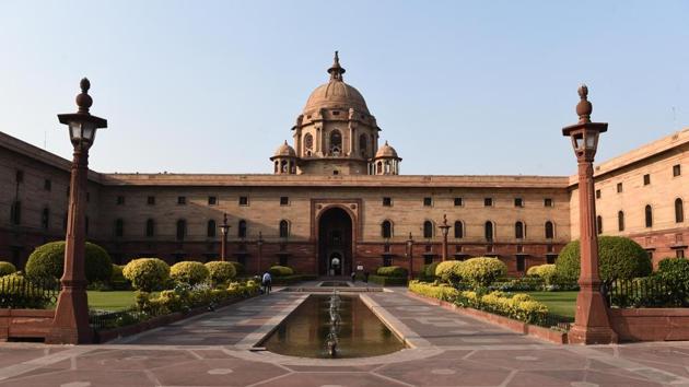 An empty North Block after an advisory over the coronavirus was issued for government officials. All enforcing agencies are directed to register FIRs against those who violate home quarantine conditions under Section 188 of the Indian Penal Code (disobedience to order duly promulgated by a public servant), as prescribed under Regulation 18 of the Delhi Epidemic Diseases, COVID-19 Regulations, 2020, issued by the health and family department. (Vipin Kumar / HT Photo) 