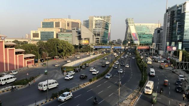 Limited vehicular movement seen near Cyber Hub in Gurugram. Delhi traffic police said the only place where the presence of people has actually shot up are roads. Major intersections are now witnessing 50,000 to 1 lakh more vehicles every day, traffic police said. Officials said this could be because more people are using personal vehicles and avoiding public transport. (Parveen Kumar / HT Photo) Limited vehicular movement seen near Cyber Hub in Gurugram. Delhi traffic police said the only place where the presence of people has actually shot up are roads. Major intersections are now witnessing 50,000 to 1 lakh more vehicles every day, traffic police said. Officials said this could be because more people are using personal vehicles and avoiding public transport. (Parveen Kumar / HT Photo)