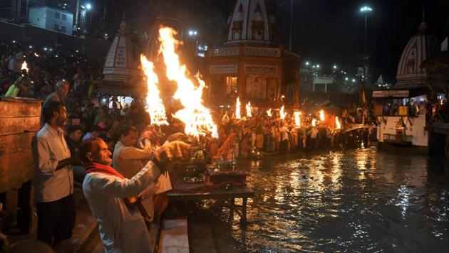 Famous Ganga aarti at Haridwar and Rishikesh attracts several foreign and Indian pilgrims and tourists. (PTI Photo) Famous Ganga aarti at Haridwar and Rishikesh attracts several foreign and Indian pilgrims and tourists. (PTI Photo)