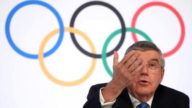 Thomas Bach, President of the International Olympic Committee (IOC) attends a news conference after an Executive Board meeting in Lausanne, Switzerland, March 4, 2020.(Reuters)