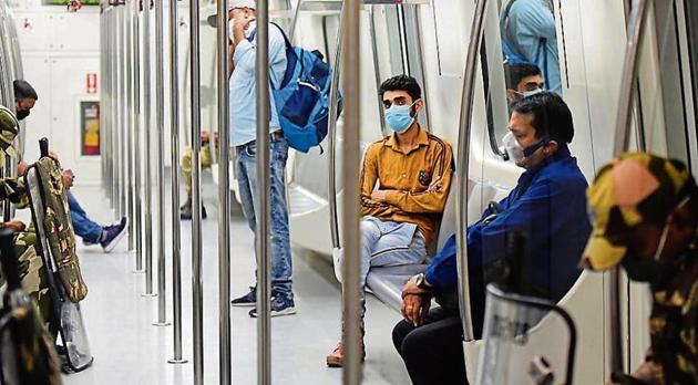A sparsely occupied Metro train at the Rajiv Chowk Metro station Friday (Raj K Raj/HT Photo) A sparsely occupied Metro train at the Rajiv Chowk Metro station Friday (Raj K Raj/HT Photo)