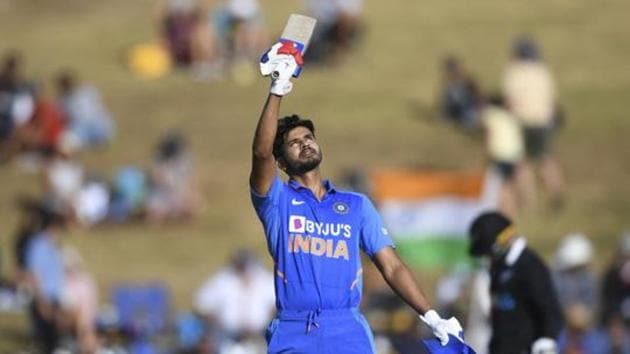 India's Shreyas Iyer celebrates his century - 100 not out during the One Day cricket international between India and New Zealand at Seddon Oval in Hamilton, New Zealand, Wednesday, Feb. 5, 2020. (Andrew Cornaga/Photosport via AP)(AP) India's Shreyas Iyer celebrates his century - 100 not out during the One Day cricket international between India and New Zealand at Seddon Oval in Hamilton, New Zealand, Wednesday, Feb. 5, 2020. (Andrew Cornaga/Photosport via AP)(AP)