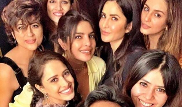 Priyanka Chopra, Katrina Kaif and Ekta Kapoor pose with other Bollywood celebs.