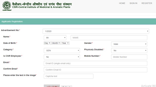CSIR CIMAP Recruitment 2020. (Screengrab) CSIR CIMAP Recruitment 2020. (Screengrab)