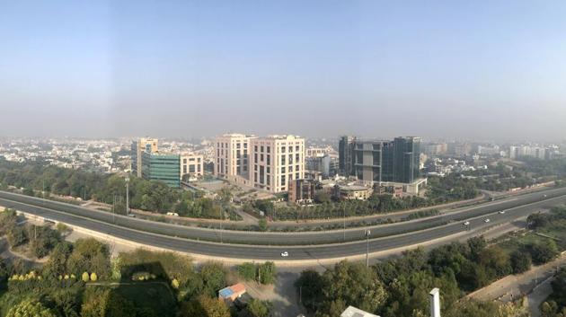 A panoramic view of an empty stretch of the National Highway-48 road which usually has heavy traffic throughout the day near Rajiv Chowk in the wake of PM Modi’s proposal of a ‘Janata curfew’ for the day between 7 am and 9 pm as part of social distancing to check the spread of the coronavirus. (Parveen Kumar / HT Photo)