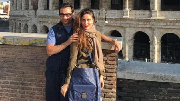 Kareena Kapoor and Saif Ali Khan pose in Rome against the Colosseum. Kareena Kapoor and Saif Ali Khan pose in Rome against the Colosseum.