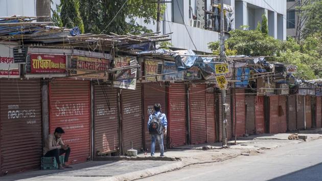 Shops are closed down due to Covid 19 pandemic at Bhandup. (Pratik Chorge/HT Photo)
