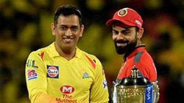 Chennai Super Kings cricket captain Mahendra Singh Dhoni and Royal Challengers Bangalore cricket captain Virat Kohli (R). (AFP) Chennai Super Kings cricket captain Mahendra Singh Dhoni and Royal Challengers Bangalore cricket captain Virat Kohli (R). (AFP)