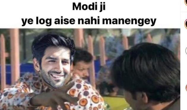 Kartik Aaryan shares a meme on people gathering in crowds despite the call for complete lockdown.