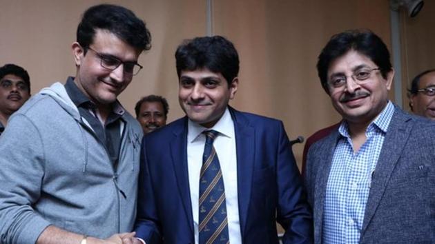 Avishek Dalmiya (C) with Sourav Ganguly. (Twitter) Avishek Dalmiya (C) with Sourav Ganguly. (Twitter)