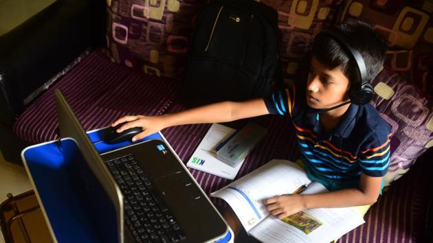 A student studying online classroom at his home. Shakuntala Kale, chairperson, MSBSHE said, “As the state is under lockdown and teachers are working from home, it is not possible to check answer sheets at schools or colleges.” (HT PHOTO/FOR REPRESENTATION ONLY) A student studying online classroom at his home. Shakuntala Kale, chairperson, MSBSHE said, “As the state is under lockdown and teachers are working from home, it is not possible to check answer sheets at schools or colleges.” (HT PHOTO/FOR REPRESENTATION ONLY)
