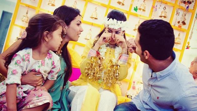 Mira Rajput at her haldi ceremony. Mira Rajput at her haldi ceremony.