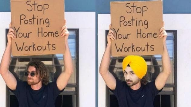 Diljit Dosanjh has shared a new meme of himself asking everyone to stop sharing workout videos.